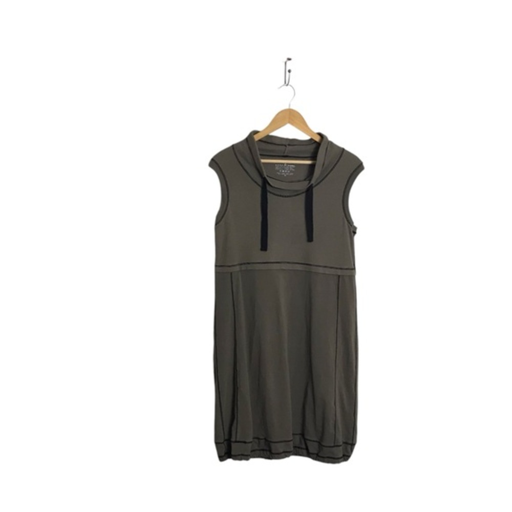 Neon‎ Buddha Medium Olive Green Waffle Knit Sleeveless Dress Lounge Athleisure